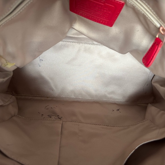 Coach Red Satchel Bag with Glossy Finish - Picture 3 of 3